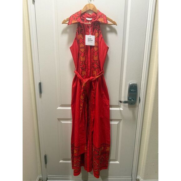 LACE The Label Geometric-Embroidered Maxi Dress Vacation Europe Size S NWT $590 - Picture 3 of 5